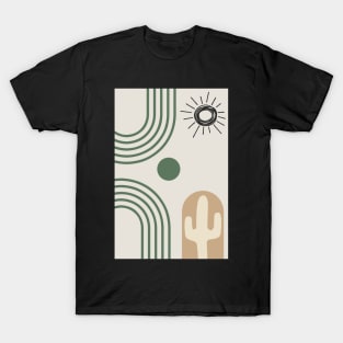 Boho abstract cactus mid century modern art T-Shirt